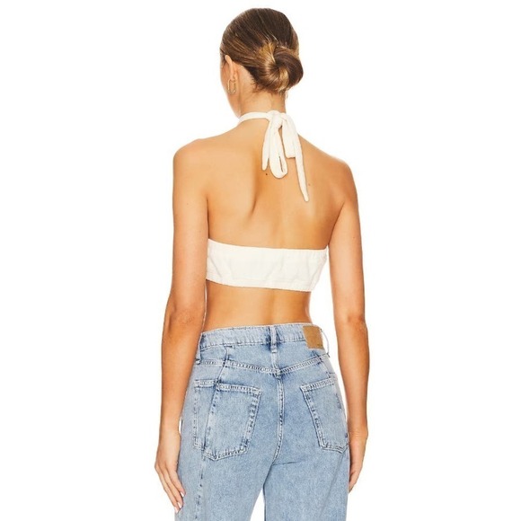 Revolve WeWoreWhat Women's Summer Halter Neck Tie Bra Top Size M Cream N… - Picture 3 of 7